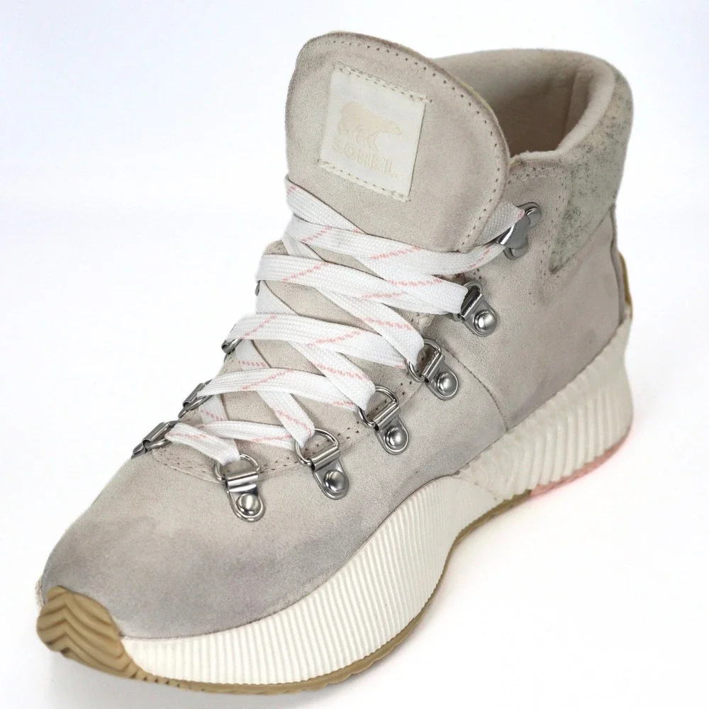 Sorel Out N About III Conquest Women 6.5 Grey Waterproof Suede Hiking Rain Boot